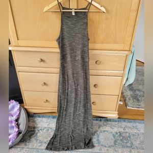 Olive green and white midi dress back cut out